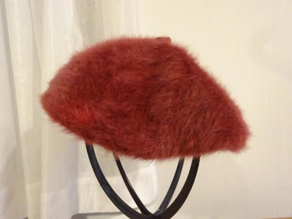 ▲ エナメルブルー ▼ レディース・ガールズ モコモコハット ワインレッド ベレー帽 サイズ56cm〜58cm キャップ 帽子拍卖