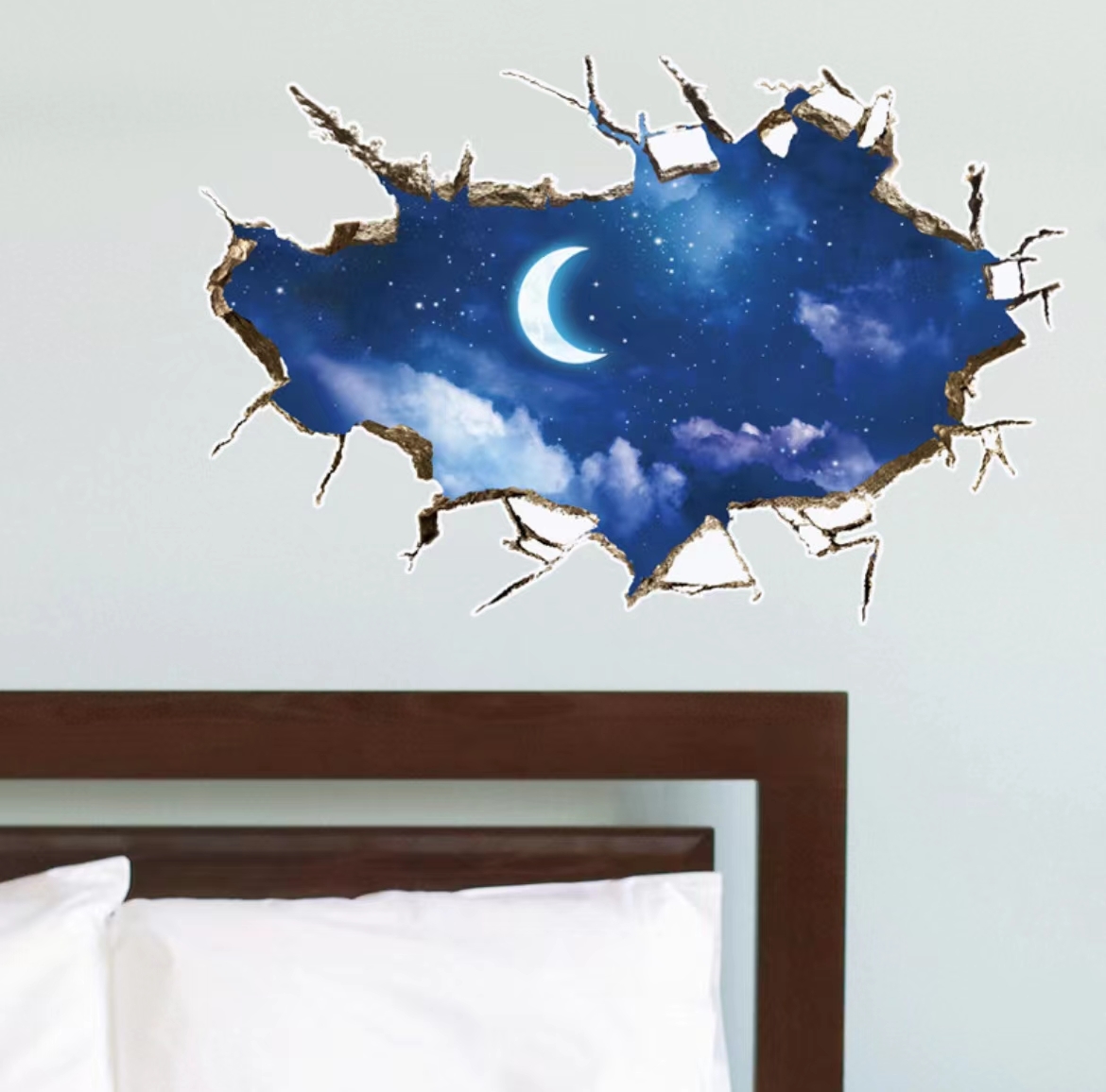 ウォールステッカー YB080 3D 夜景 月 星 夜の空 癒す DIY 壁紙 インテリアシート 剥がせる 送料無料拍卖