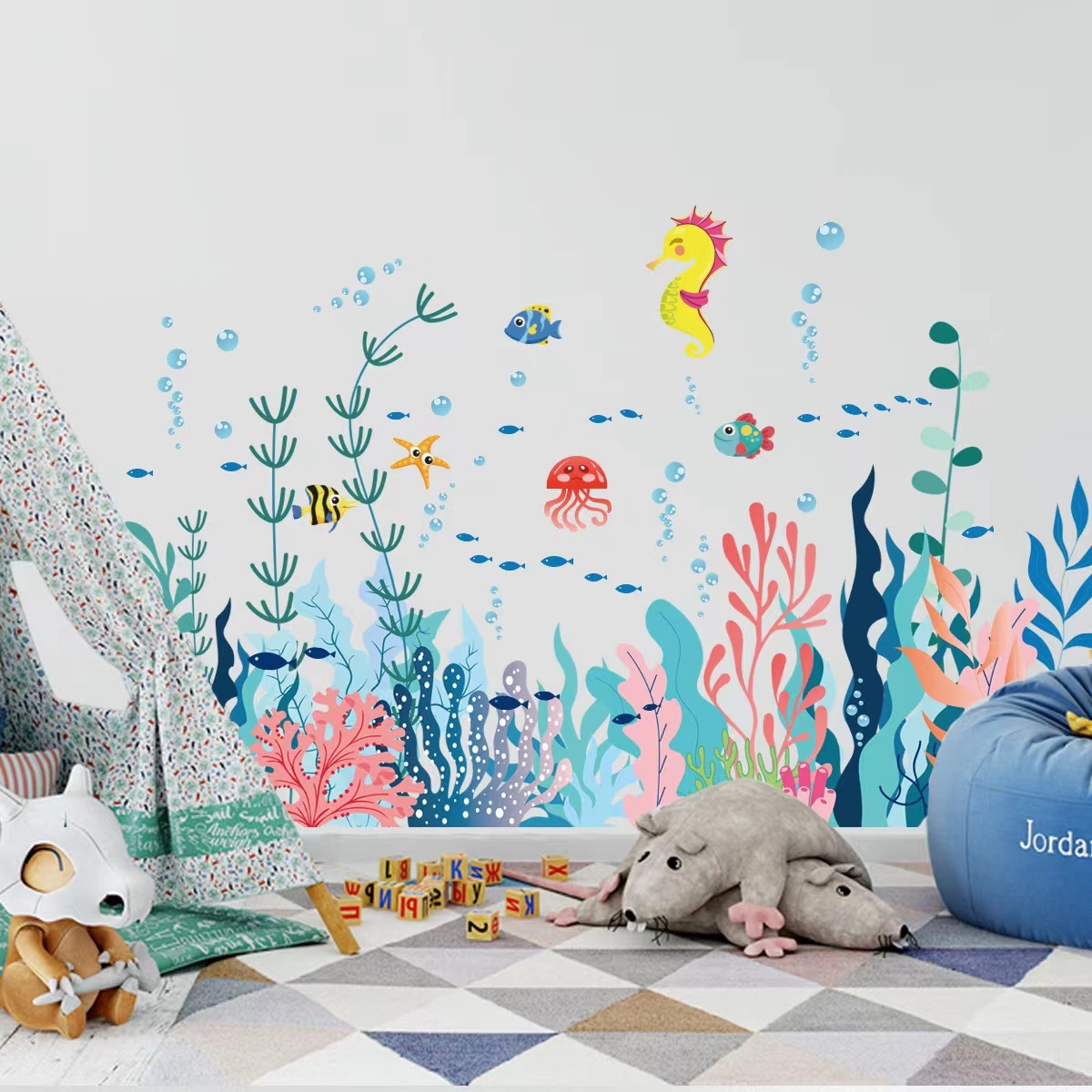 ウォールステッカー YED020 海底世界 珊瑚 魚 癒す DIY 壁紙 インテリアシート 剥がせるシール 送料無料拍卖