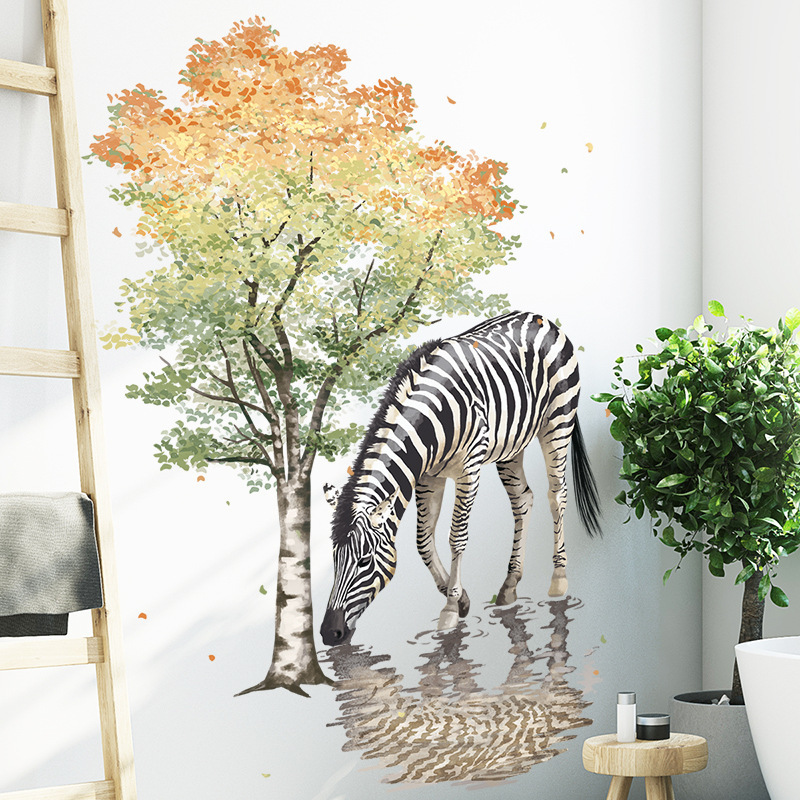 ウォールステッカー YAD156 シマウマ 動物 ツリー 癒す DIY 壁紙 インテリアシート 剥がせるシール 送料無料拍卖