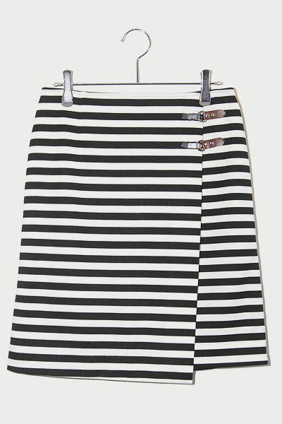 Viaggio Blu ビアッジョブルー ボーダー ラップ風 タイト ペンシル スカート 1(S) 2611-12553 /◆☆ レディース拍卖