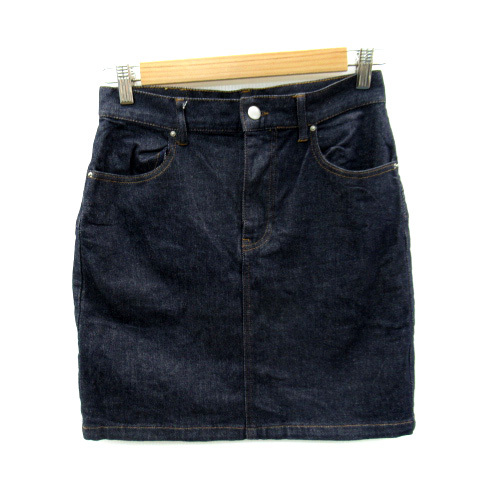 エム ライン m line デニムスカート 台形スカート ミニ丈 1 紺 ネイビー /SY21 レディース拍卖
