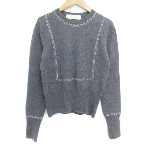 ルシェルブルー LE CIEL BLEU ニット セーター 長袖 クルーネック ウール スタッズ 36 杢グレー /FF25 レディース拍卖