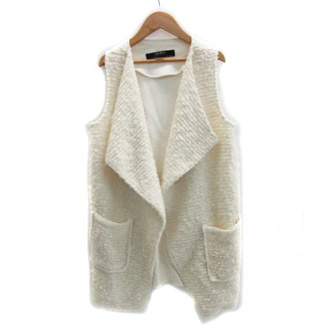 ザラ ベーシック ZARA BASIC ベスト ロング丈 前開き プードルファー XS ホワイト 白 /MS4 レディース拍卖