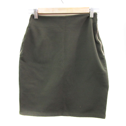 エモダ EMODA タイトスカート ひざ丈 無地 M モスグリーン /YS13 レディース拍卖