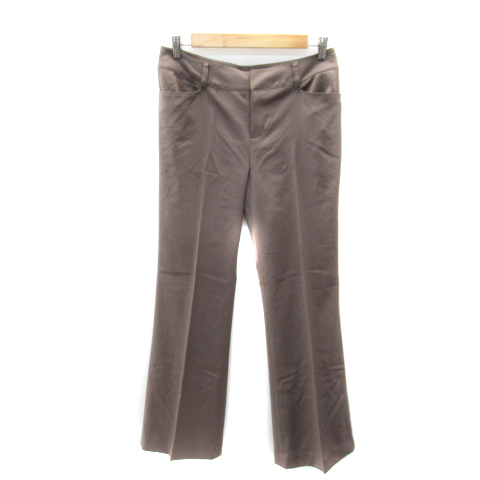 ボナジョルナータ BUONA GIORNATA スラックスパンツ フレアパンツ ロング丈 無地 L モカブラウン /SY23 レディース拍卖