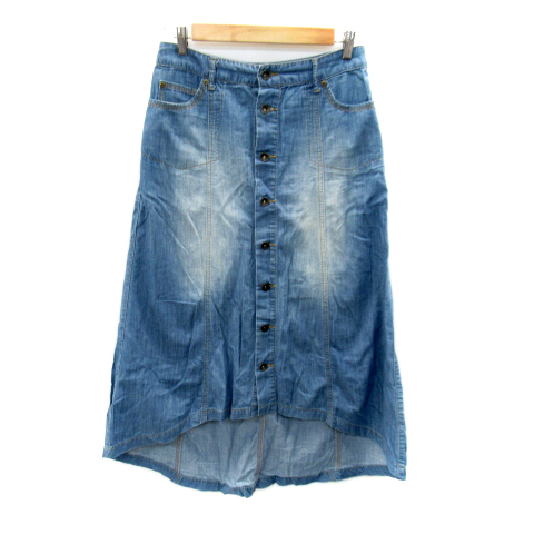ボナジョルナータ ボタンダウンスカート フレアスカート ミモレ丈 フィッシュテール シャンブレー M 水色 ライトブルー /SY19 レディース拍卖