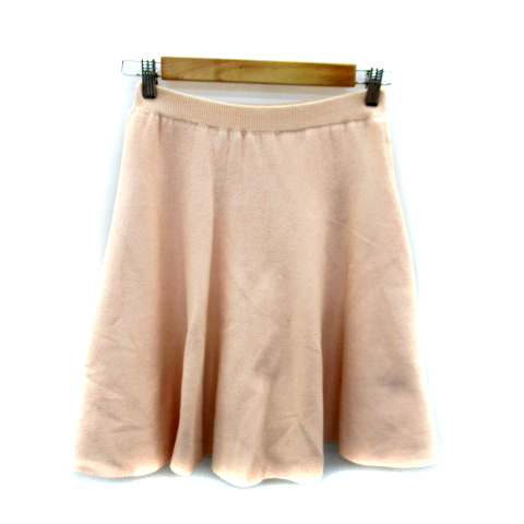 アプワイザーリッシェ Apuweiser-riche フレアスカート ニットスカート ひざ丈 無地 2 ピンクベージュ /SY25 レディース拍卖