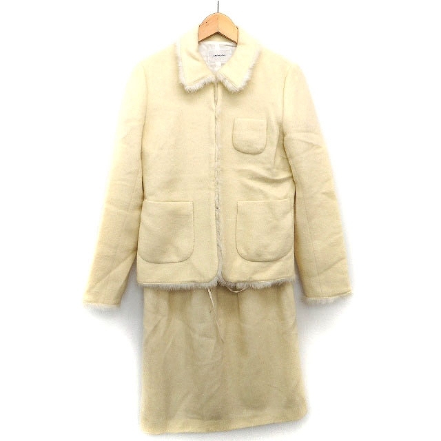 ペイトンプレイス PEYTON PLACE ワンピーススーツ ステンカラー ジャケット ロング ニット ファー 9 ライトベージュ /HT17 レディース拍卖