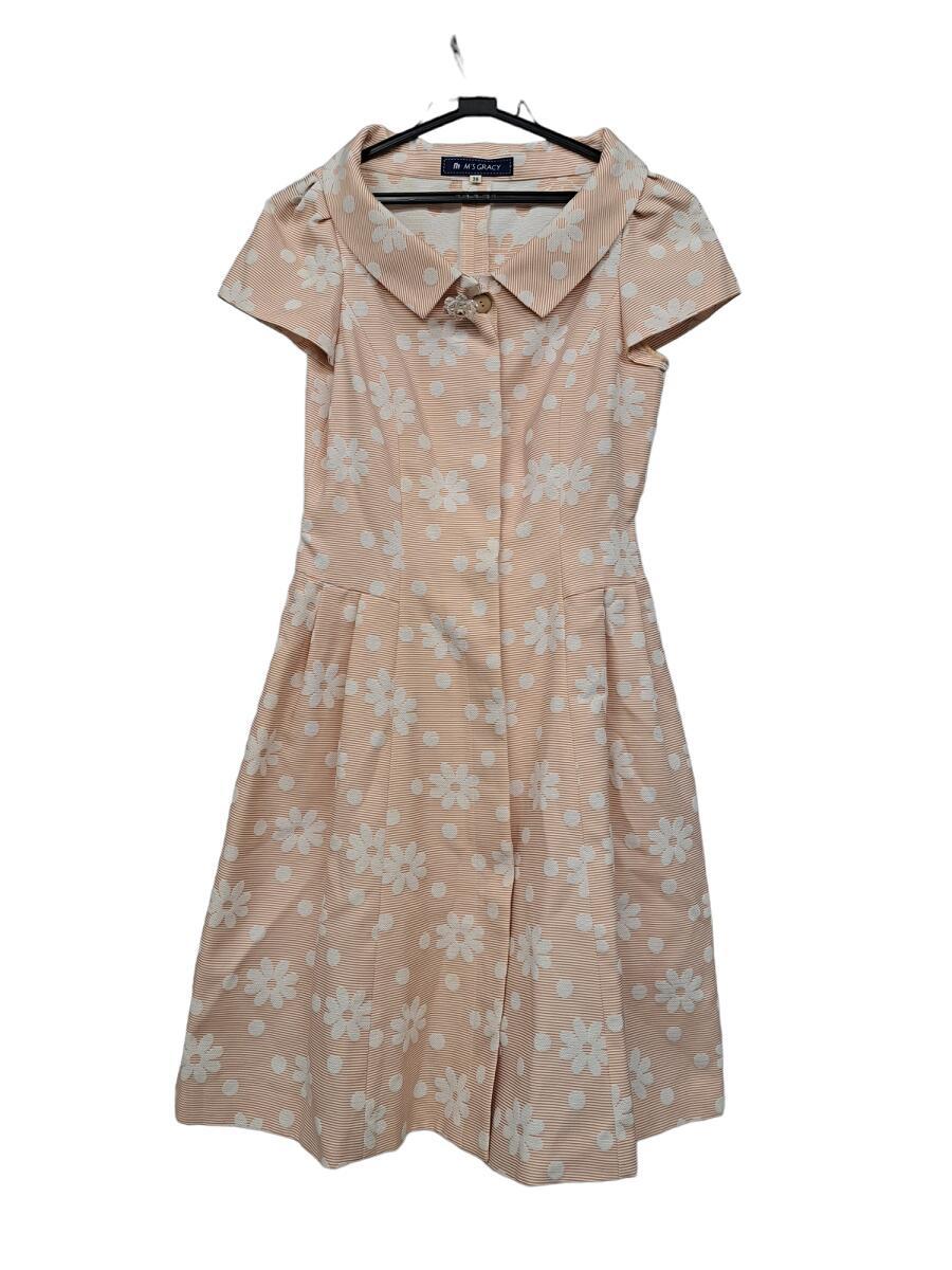 エムズグレイシー ワンピース ジュエルボタン ビジューボタン 花柄 38 レディース M’S GRACY 綿ジャガード 【中古】拍卖