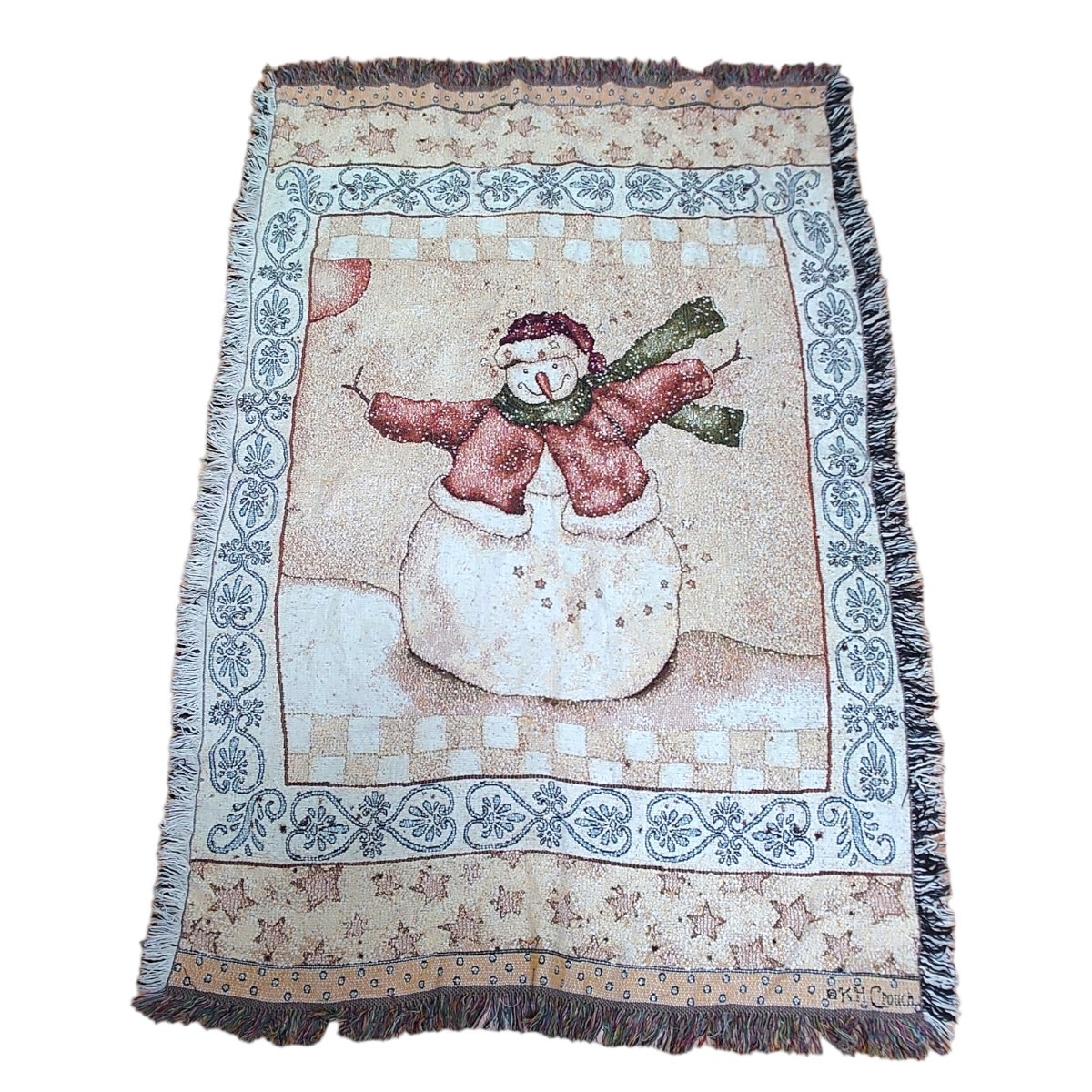 vintage ラグ カーペット マルチカバー、クリスマス、スノーマン、108拍卖