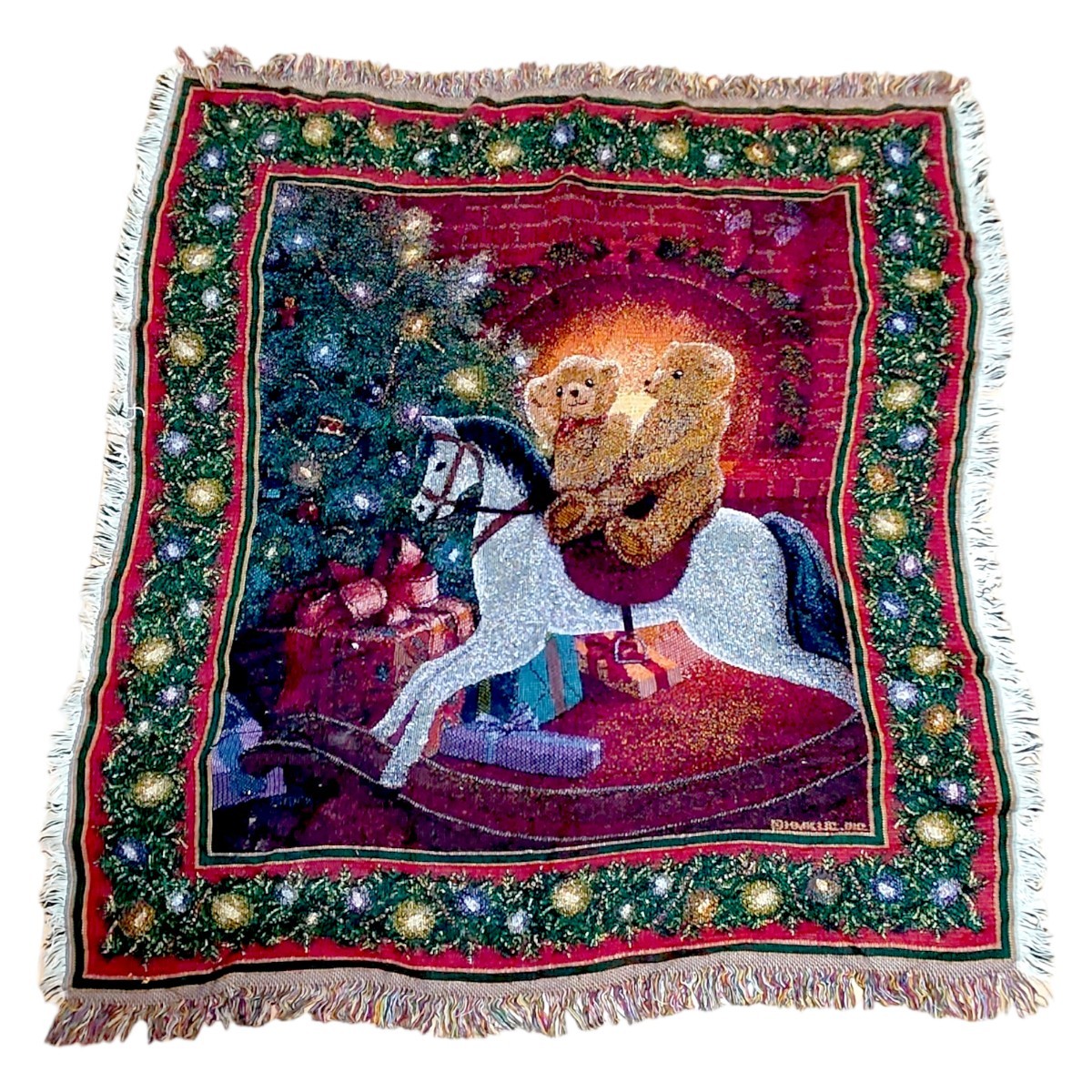 vintageラグ カーペット マルチカバー、クリスマス、テディベア 143拍卖