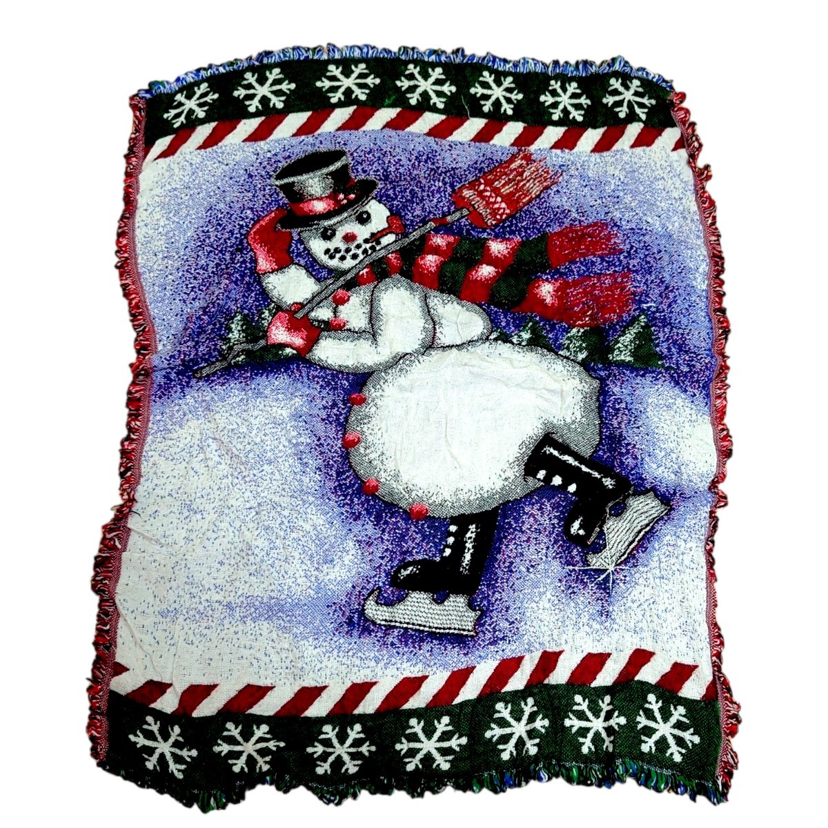 vintageラグ、ブランケット マルチカバー、クリスマス、スノーマン 161拍卖
