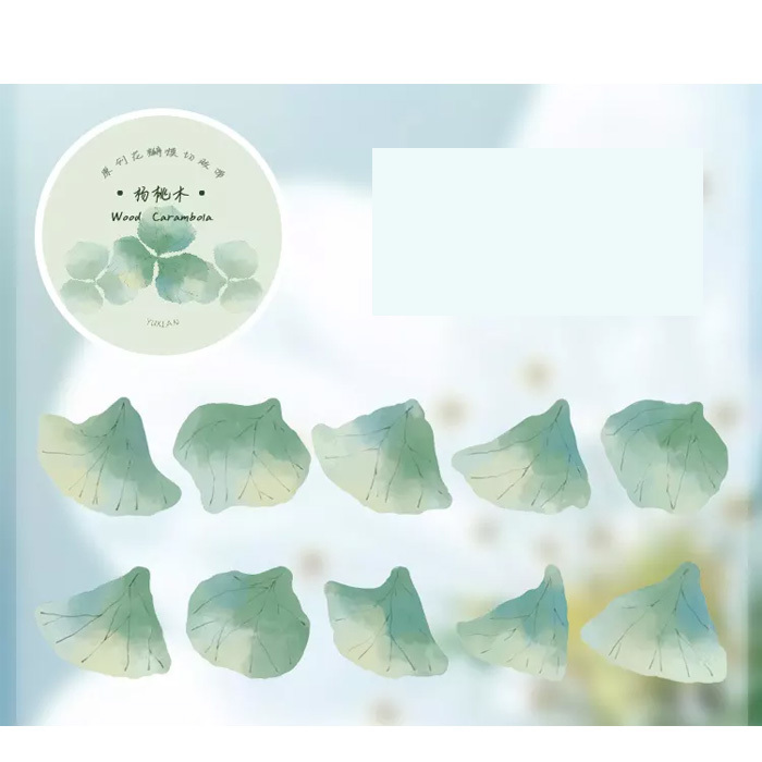 100枚 マスキングテープ プリント 花びら 花 かわいい マステ グリーン 0026-4拍卖