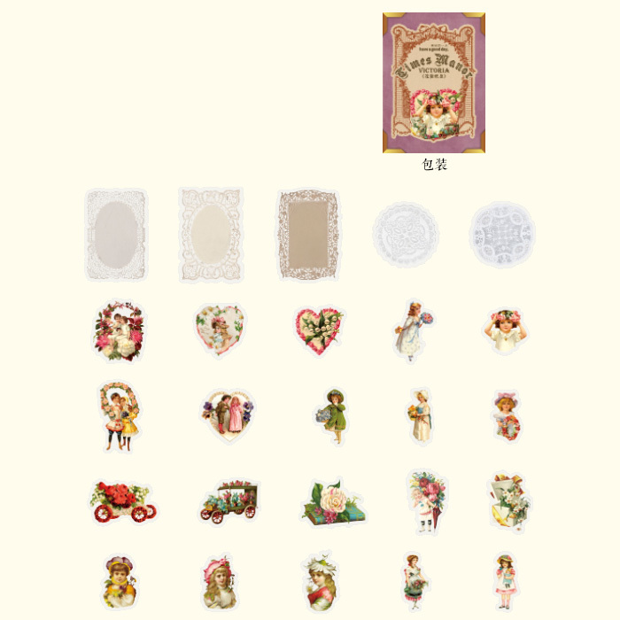 50枚 シール 女性 天使 花 フラワー アンティーク ビンテージ デコステッカー アンティーク調 コラージュ レトロ 0725-4拍卖