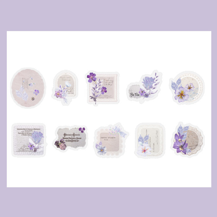 30枚 シール 透明 ラベル 花 フラワー アンティーク ビンテージ デコステッカー アンティーク調 コラージュ レトロ 0743-2拍卖