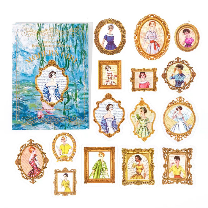 30枚 シール 女性 おしゃれ アンティーク ビンテージ デコステッカー アンティーク調 コラージュ レトロ 1052-2拍卖