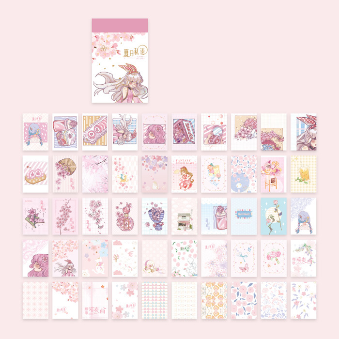 50枚 シール 女の子 花 フラワー 和柄 イラスト アンティーク ビンテージ ステッカー デコステッカー コラージュ レトロ 0548-4拍卖