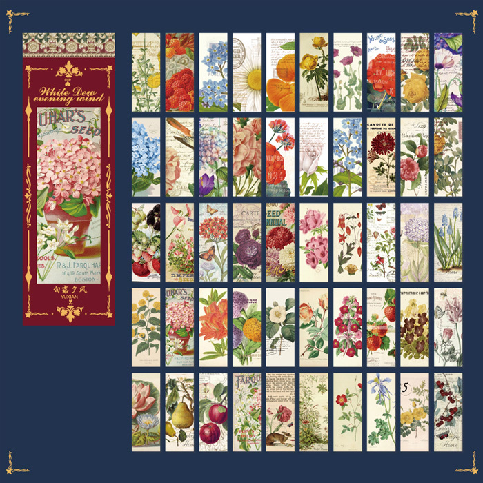 50枚 シール きのこ 花 女性 アンティーク ビンテージ ステッカー デコステッカー コラージュ レトロ 0538-2拍卖