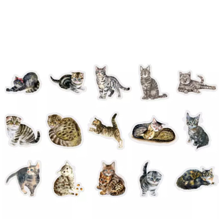 30枚 シール 猫 透明 おしゃれ アンティーク ビンテージ デコステッカー アンティーク調 コラージュ レトロ 1035-4拍卖