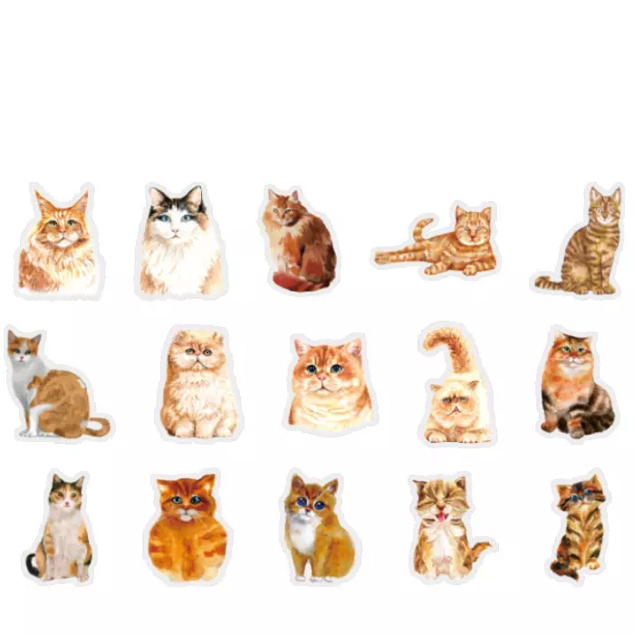 30枚 シール 猫 透明 おしゃれ アンティーク ビンテージ デコステッカー アンティーク調 コラージュ レトロ 1035-5拍卖