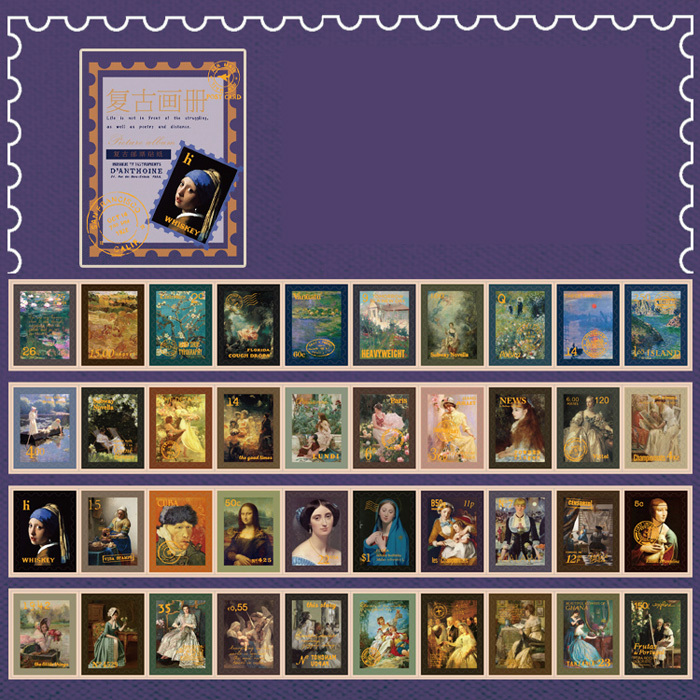 40枚 シール 切手 花 妖精 草花 アンティーク ビンテージ デコステッカー アンティーク調 コラージュ レトロ 0760-5拍卖