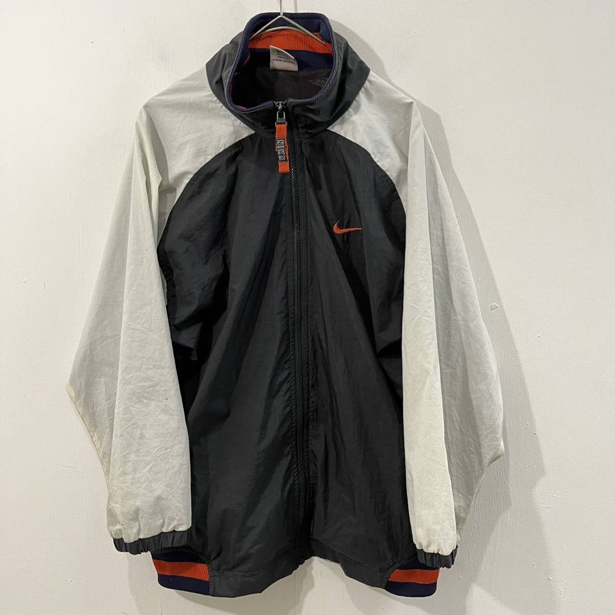 90s NIKE ナイロンジャケット キッズ スウォッシュ 刺繍ロゴ ジップアップ マルチカラー メッシュ ナイキ【レターパックプラス郵送可】D拍卖