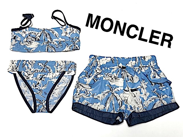 二点落札で送料無料! 2A48 【美品】 Moncler モンクレール アンファン フローラル ビキニ キッズ 水着 3点セット 女の子 4才 104㎝拍卖