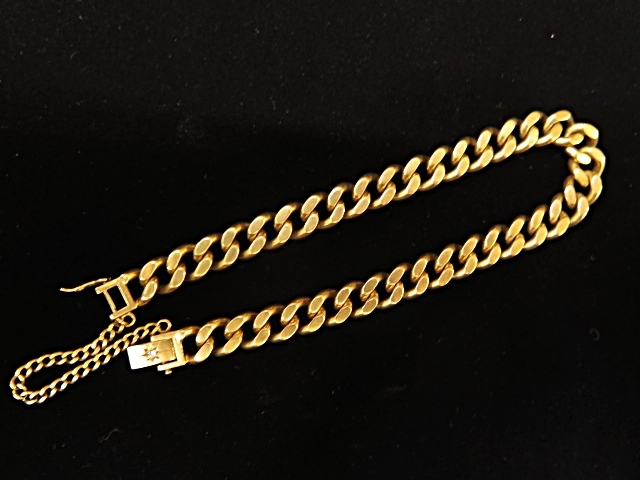 ★☆【ゴールド】K18 750 喜平2面 D0.02ct 50g ブレスレット 22cm ot☆★拍卖