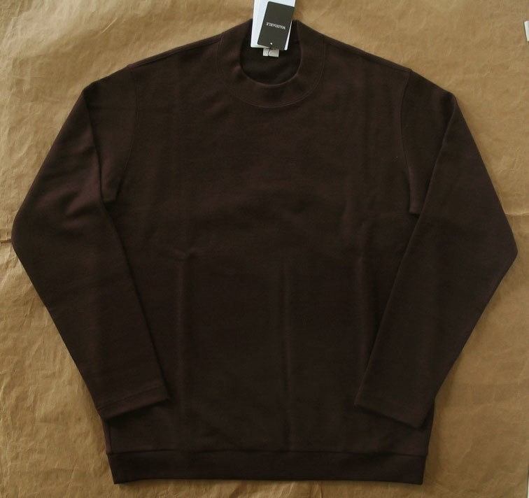 TAKEO KIKUCHI タケオキクチ モックネック長袖カットソー 濃茶 アクリルポリ毛 吸湿発熱 手洗い可 日本製 L 新品拍卖