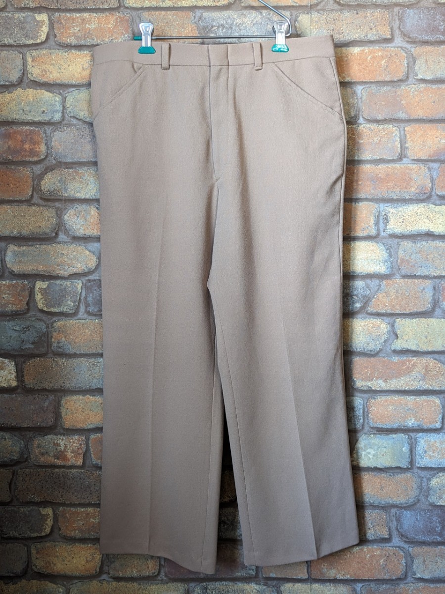 ☆USA製☆70s-80s HABAND OF PATERSON FlareSlacks Beige talonzip 70年代 80年代 フレアスラックス ビンテージ タロンジップ拍卖