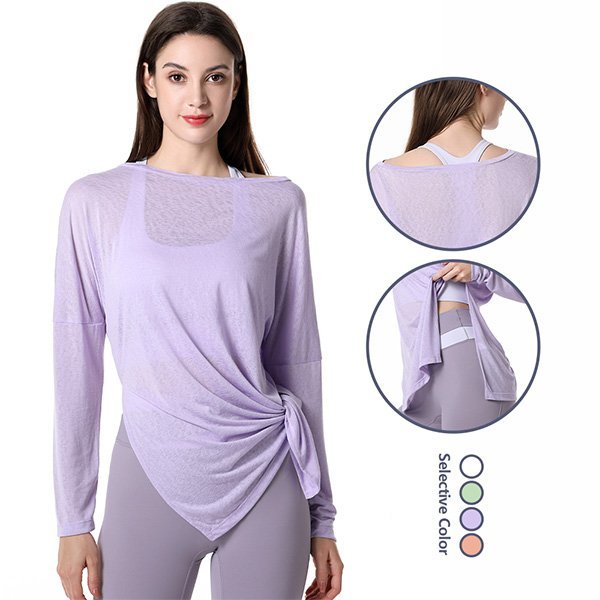 ヨガウェア レディース ヨガトップス 長袖 薄手 水着 体型カバー 柔らかい着心地良いダンスウエア 運動着 練習ウエア 透視感あり拍卖