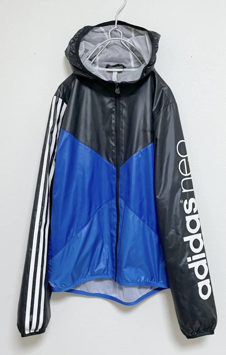 送料230円〜 adidas neo/アディダス ネオ ナイロン フードジャケット フルジップパーカー size M 拍卖