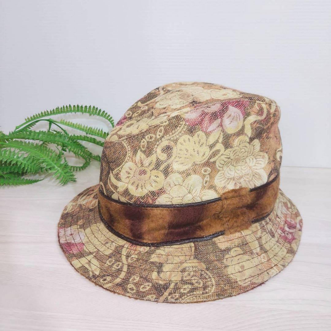 フロッキー花柄ハット・ファンシー・ジャガード風・部分フェイクファー拍卖