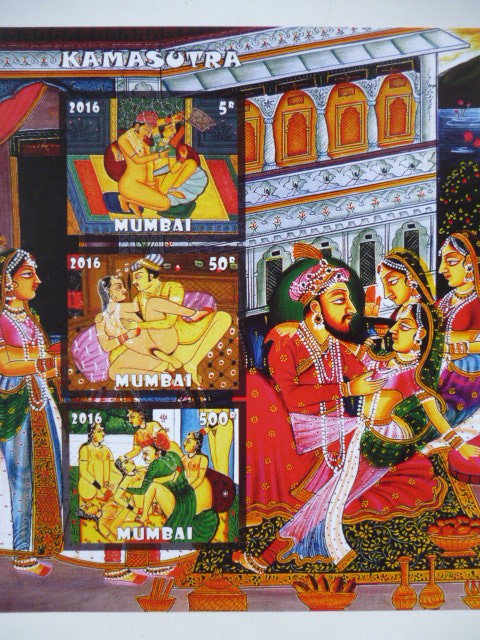 インド(ムンバイ)切手『ヌード画』(カーマスートラ) 3枚シート 無目打F拍卖