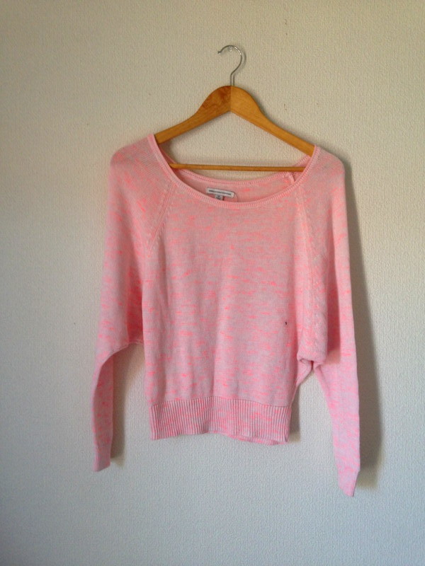 未使用保管品◆アメリカンイーグル アウトフィッターズ American Eagle◆ピンク スプラッター加工 ゆったり ニット S拍卖
