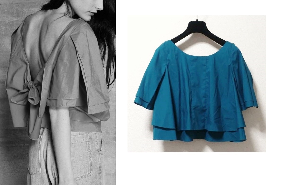 新品 定価5万 レイチェルコーミー バックリボン クロップド ブラウス フリル 背中開き 拍卖