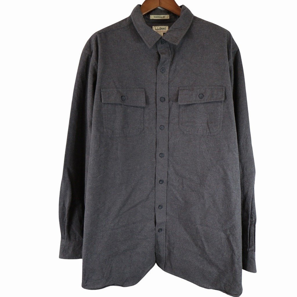 90年代 L.L.Bean エルエルビーン シャモア 長袖シャツ 防寒 無地 グレー (メンズ XXL) 中古 古着 O4740拍卖