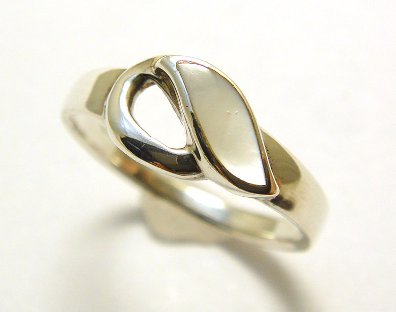 SP◆6号◆USED洗浄済SILVER925 シェル ヴィンテージピンキーリング 925拍卖