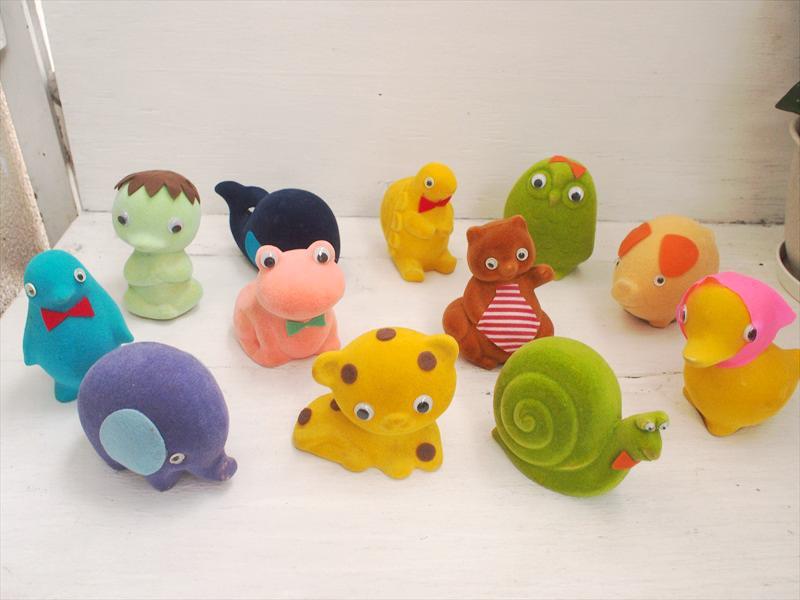 レトロ雑貨*焼津信用金庫動物シリーズ置物12個セット☆企業広告コレクション飾りタヌキカッパアヒル拍卖