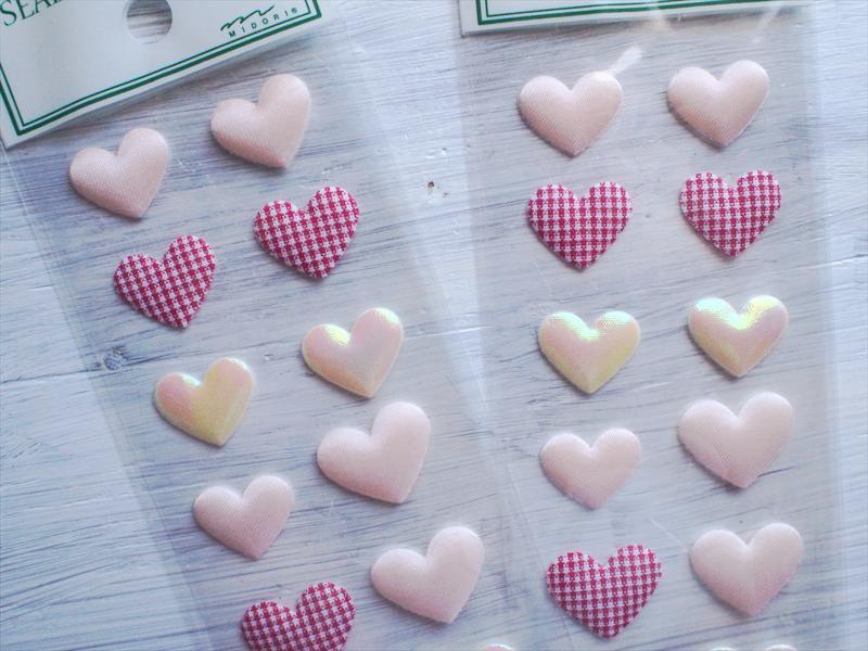 レトロ文具ファンシー雑貨*立体クッションシール・ハートチェックメタリック・2シート☆デココレクション拍卖