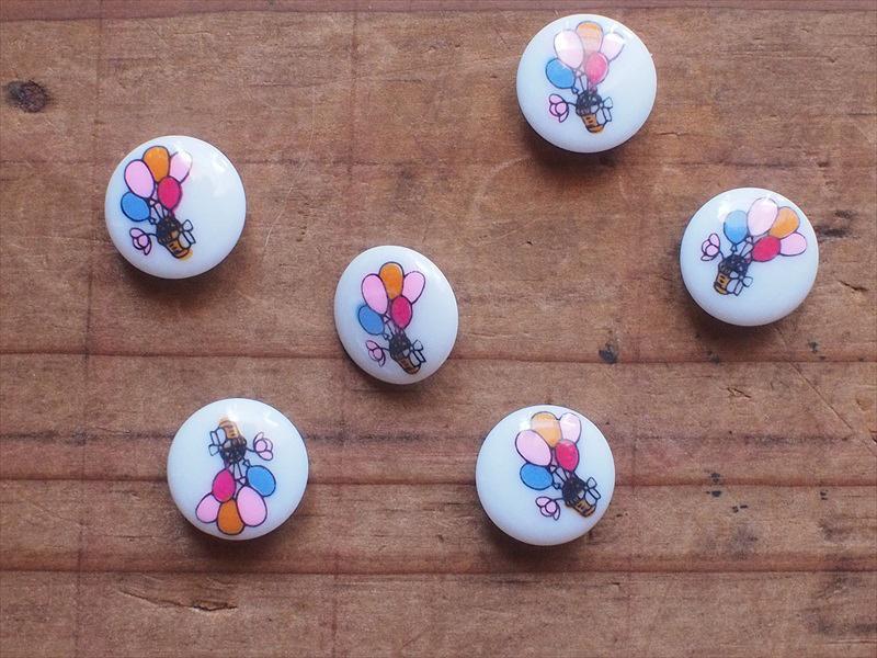 レトロビンテージ手芸*ボタン・風船気球・Φ14㎜・6個セット☆リメイクパーツ手作り拍卖