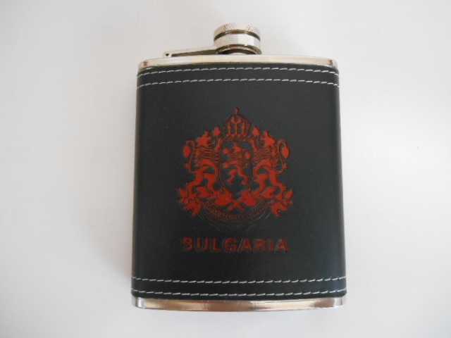 ブルガリア スキットル ヒップフラスク 7oz 黒 国章(小さめ) ステンレス 1153拍卖