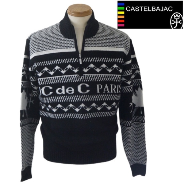 【秋冬SALE】カステルバジャック スポーツ/CASTELBAJAC 秋冬物 ZIPセーター 50/LLサイズ 110-黒系拍卖