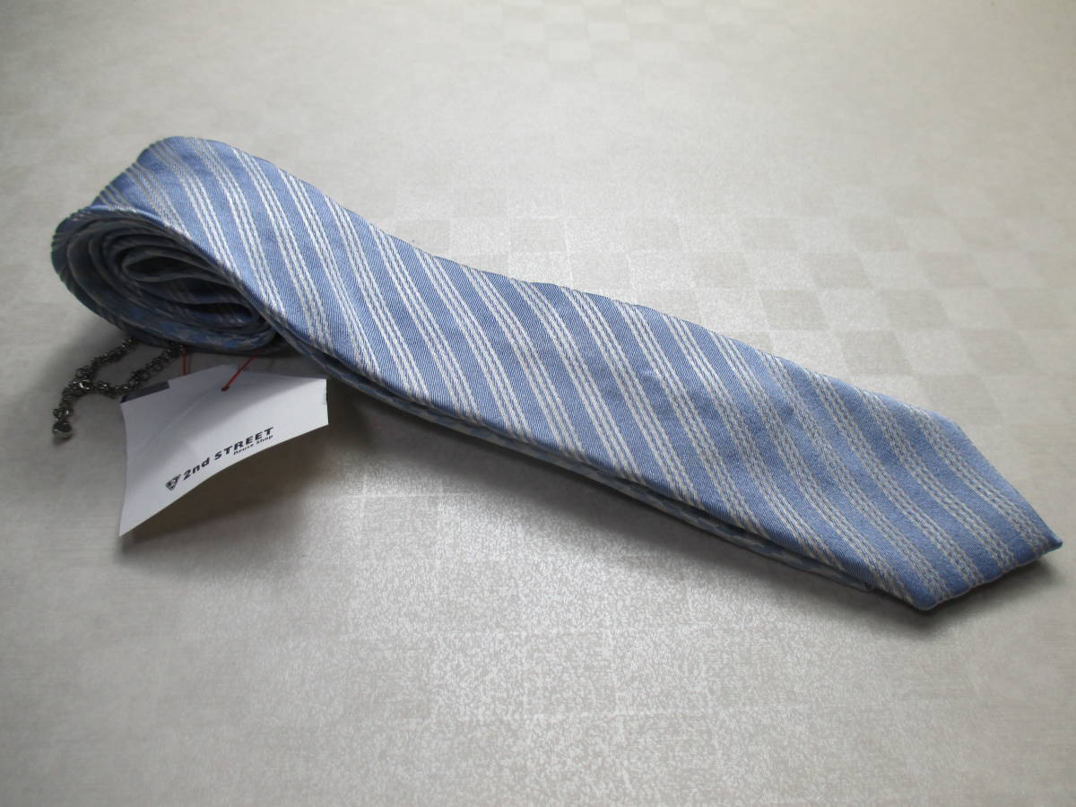 ◇新品・未使用・タグ付き・チェーン付き◇メイルアンドコー MALE&Co.◇ツートン◇ネクタイ◇ストライプ他柄・薄青色系◇第30弾◇30-2◇拍卖