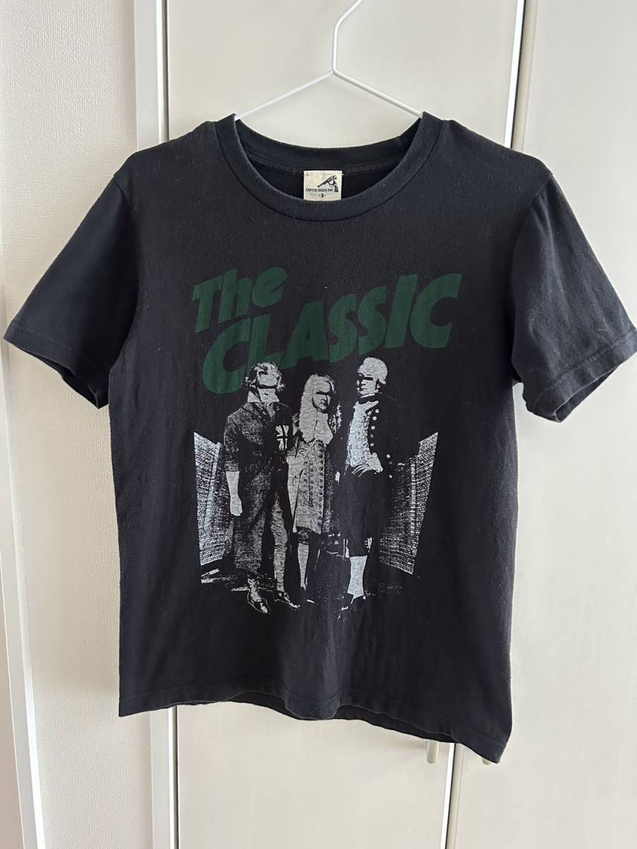 CAPITAL RADIO ONE Tシャツ The CLASSIC ロゴ The Clash モチーフ サイズS 黒ブラック 色褪せ有 中国製 ベートーベン バッハ モーツァルト拍卖