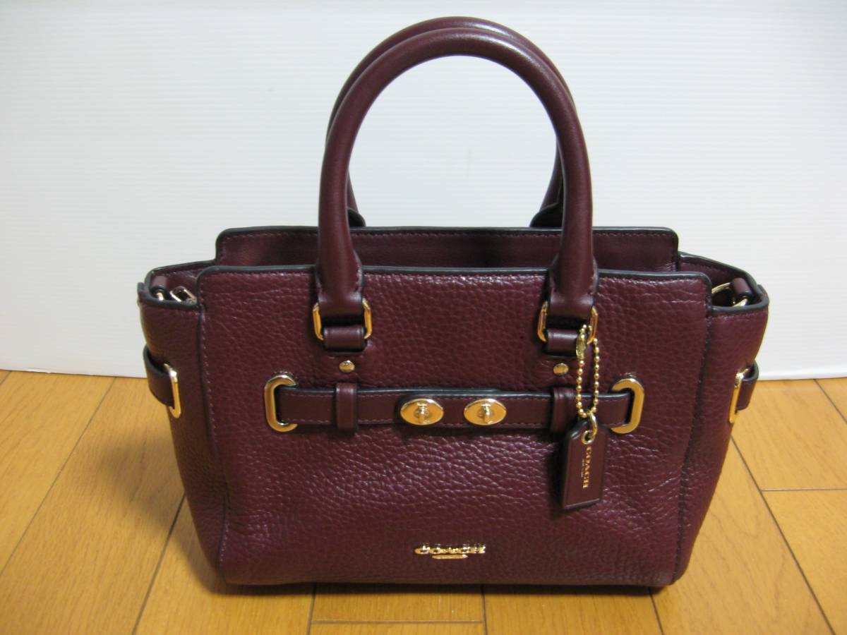 即決コーチ COACH ハンドバッグ スワッガー20/ミニキャリーオール37635 ワインレッド濃い赤拍卖