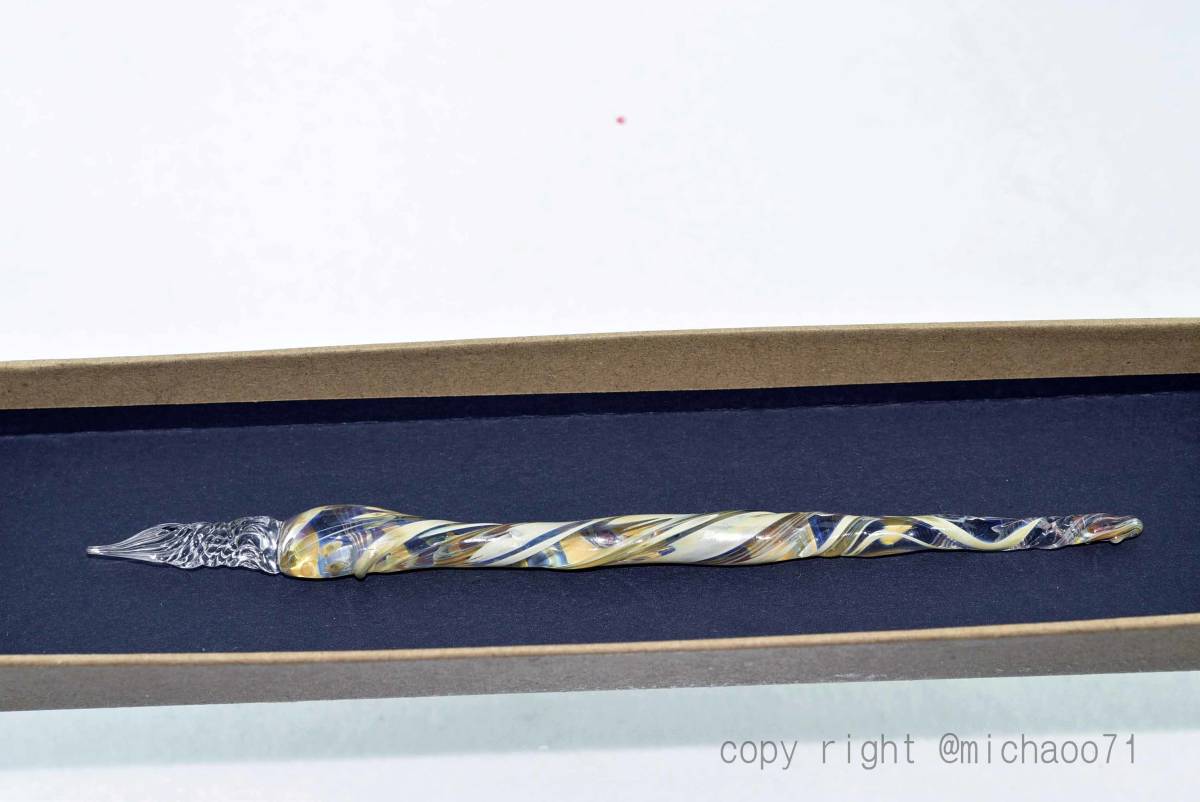 作家創作*新作アート*ガラスペン● 細密インク吸収10の溝●11285-487 描きごごち追及 書く楽しみ● 簡単筆洗いで多色描きに超便利 拍卖