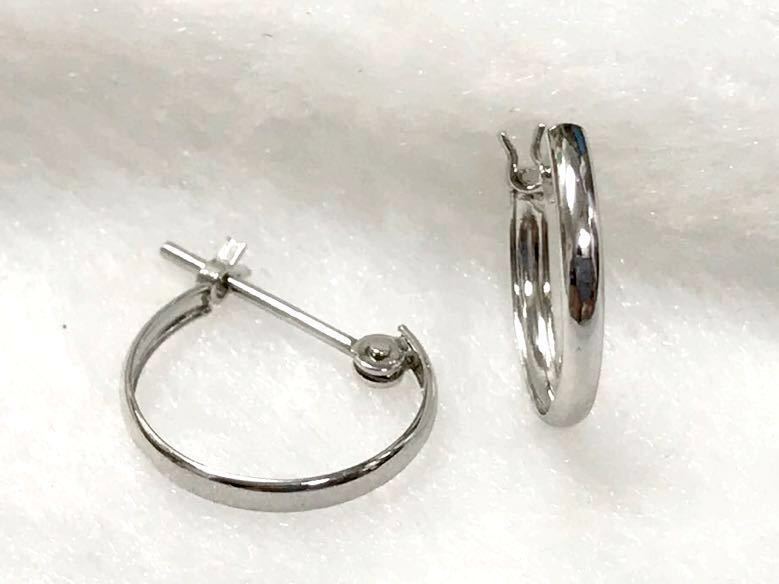 k14wg フープ ピアス 両耳分 (2個) 輪っか リング デザイン 14金 ホワイトゴールド 中古拍卖