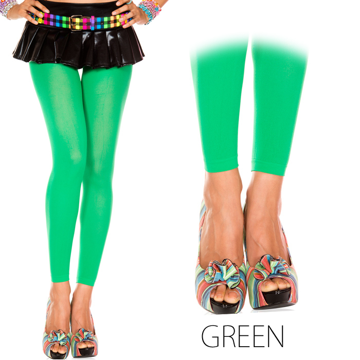 Music Legs パステルカラーの厚手レギンス グリーン拍卖